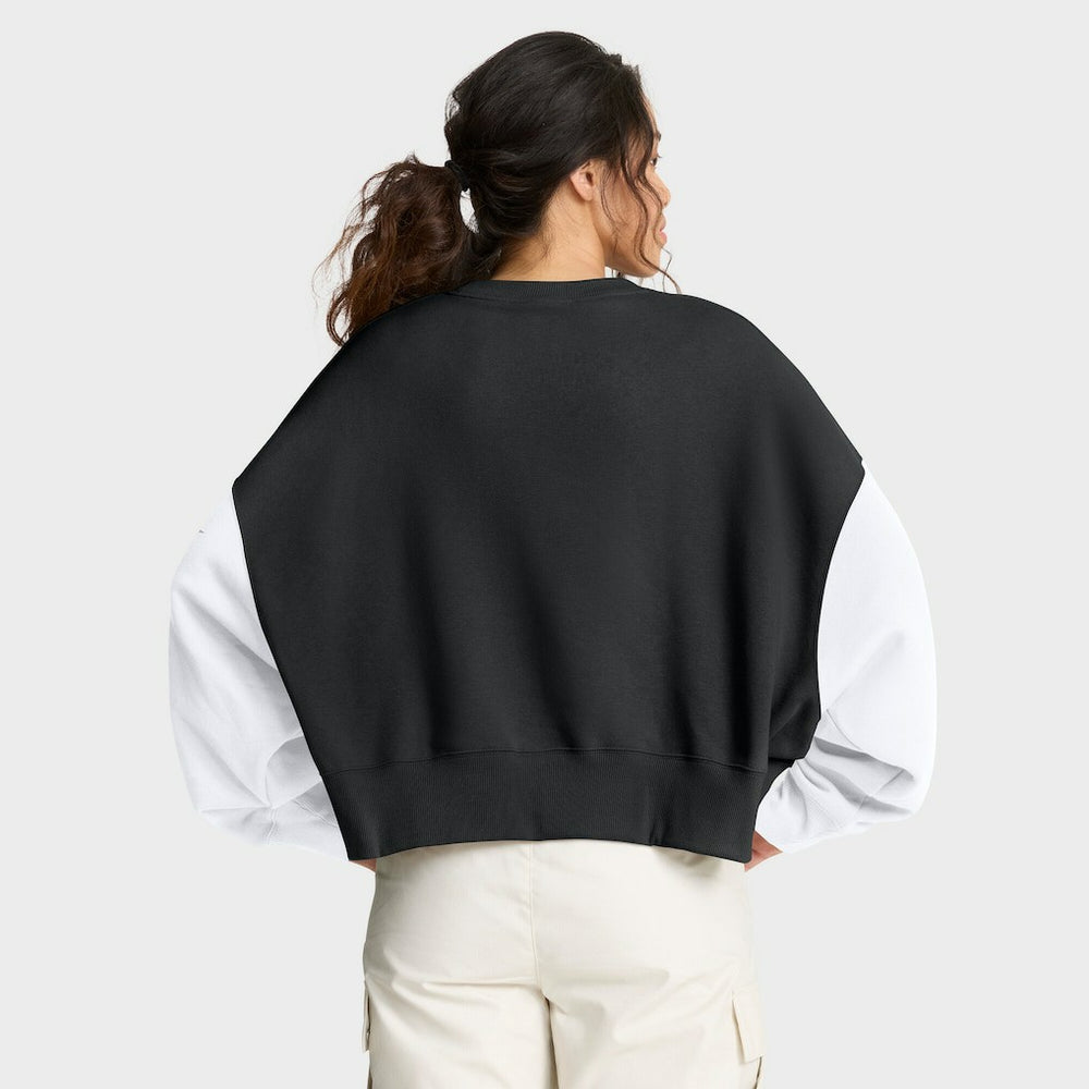 New Orleans Saints Women's Oversized Color-Block Pullover Sweatshirt - Black Pullover