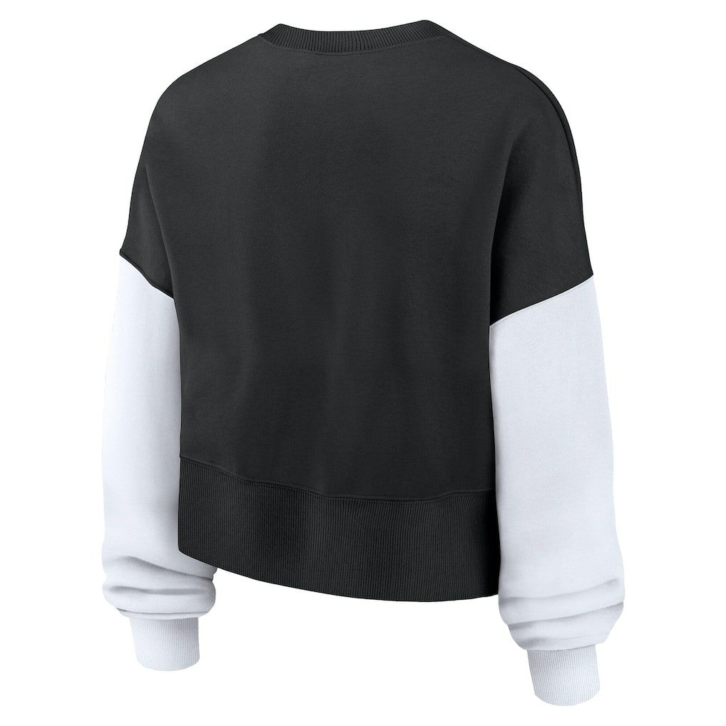 New Orleans Saints Women's Oversized Color-Block Pullover Sweatshirt - Black Pullover
