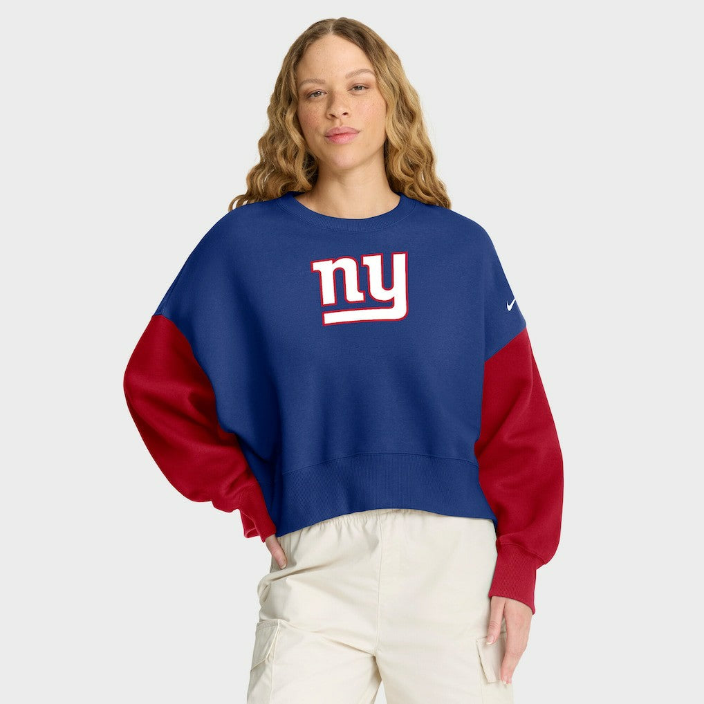 New York Giants Women's Oversized Color-Block Pullover Sweatshirt - Royal Pullover