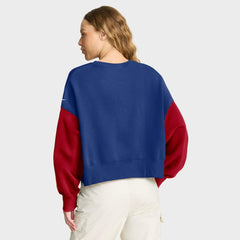 New York Giants Women's Oversized Color-Block Pullover Sweatshirt - Royal Pullover