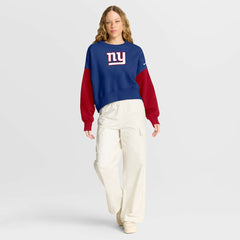 New York Giants Women's Oversized Color-Block Pullover Sweatshirt - Royal Pullover