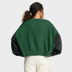 New York Jets Women's Oversized Color-Block Pullover Sweatshirt - Green Pullover