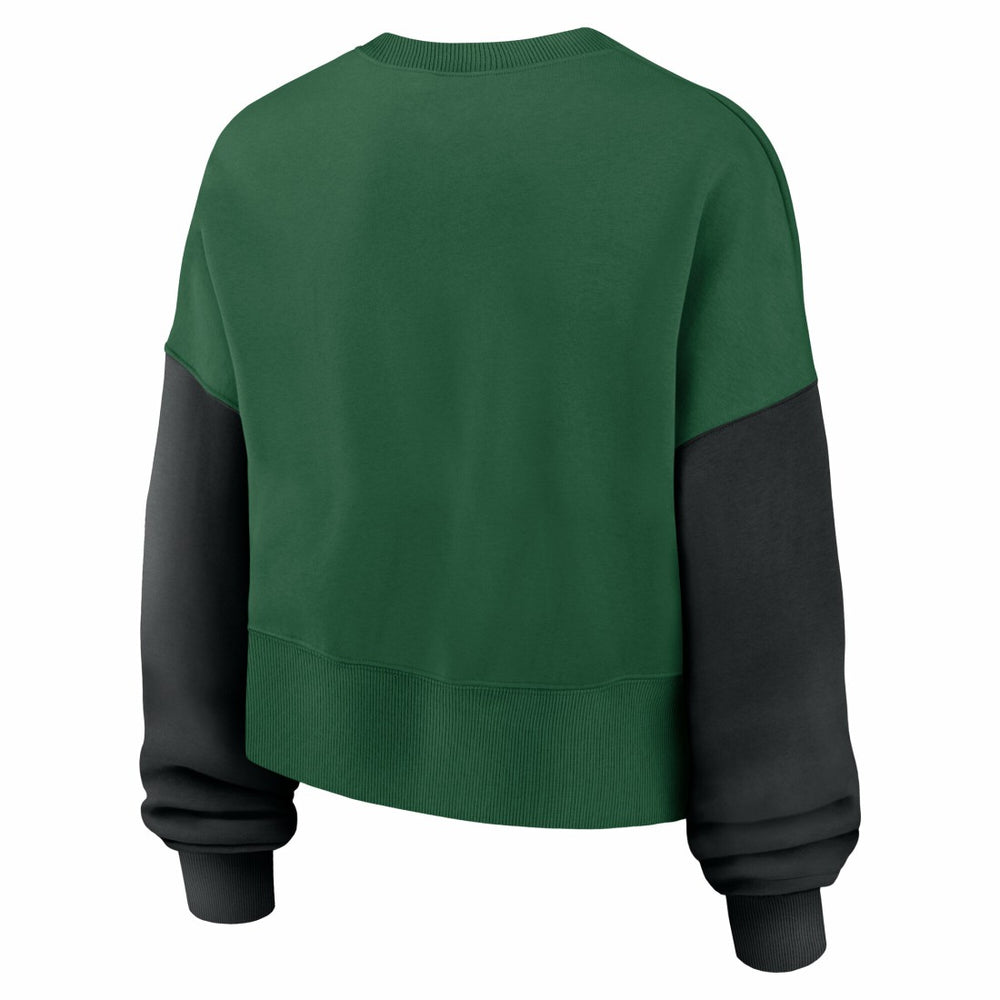 New York Jets Women's Oversized Color-Block Pullover Sweatshirt - Green Pullover