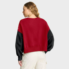 San Francisco 49ers Women's Oversized Color-Block Pullover Sweatshirt - Scarlet Pullover