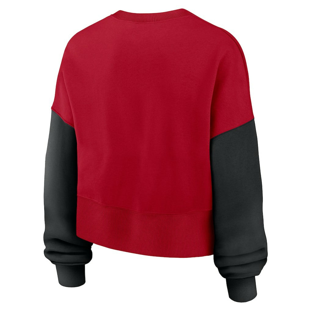 San Francisco 49ers Women's Oversized Color-Block Pullover Sweatshirt - Scarlet Pullover