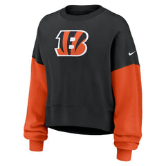 Cincinnati Bengals Women's Oversized Color-Block Pullover Sweatshirt - Black Pullover