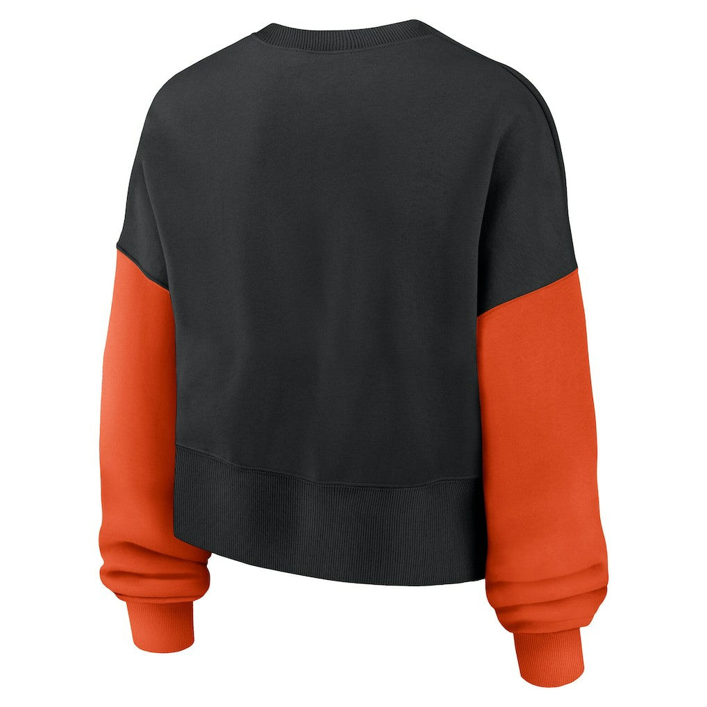 Cincinnati Bengals Women's Oversized Color-Block Pullover Sweatshirt - Black Pullover