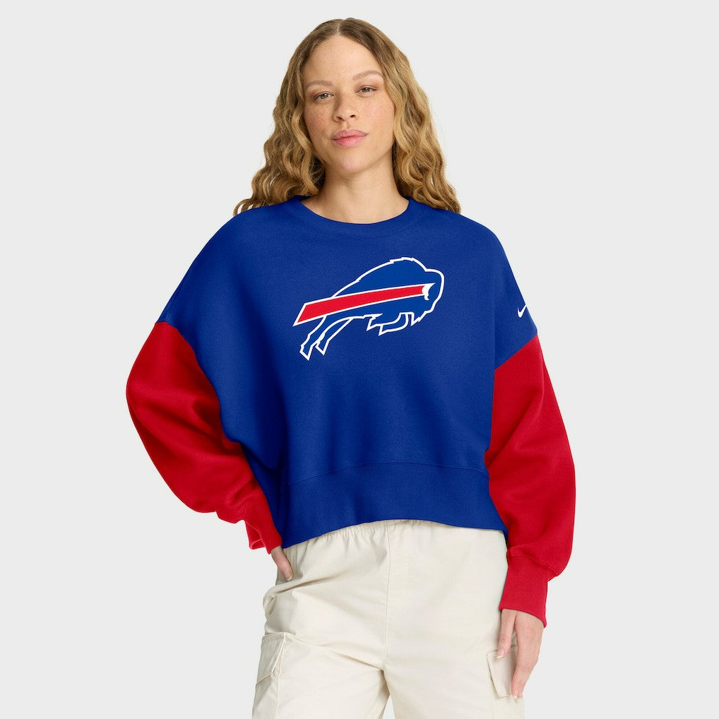 Buffalo Bills Women's Oversized Color-Block Pullover Sweatshirt - Royal Pullover