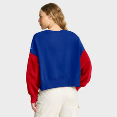 Buffalo Bills Women's Oversized Color-Block Pullover Sweatshirt - Royal Pullover