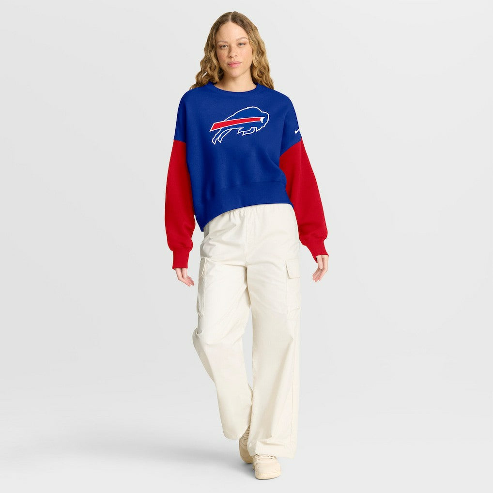 Buffalo Bills Women's Oversized Color-Block Pullover Sweatshirt - Royal Pullover