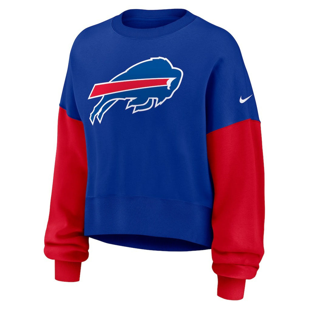 Buffalo Bills Women's Oversized Color-Block Pullover Sweatshirt - Royal Pullover