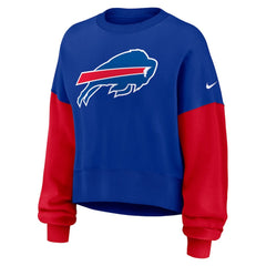 Buffalo Bills Women's Oversized Color-Block Pullover Sweatshirt - Royal Pullover