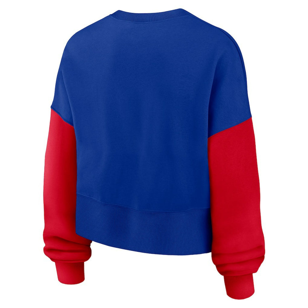 Buffalo Bills Women's Oversized Color-Block Pullover Sweatshirt - Royal Pullover