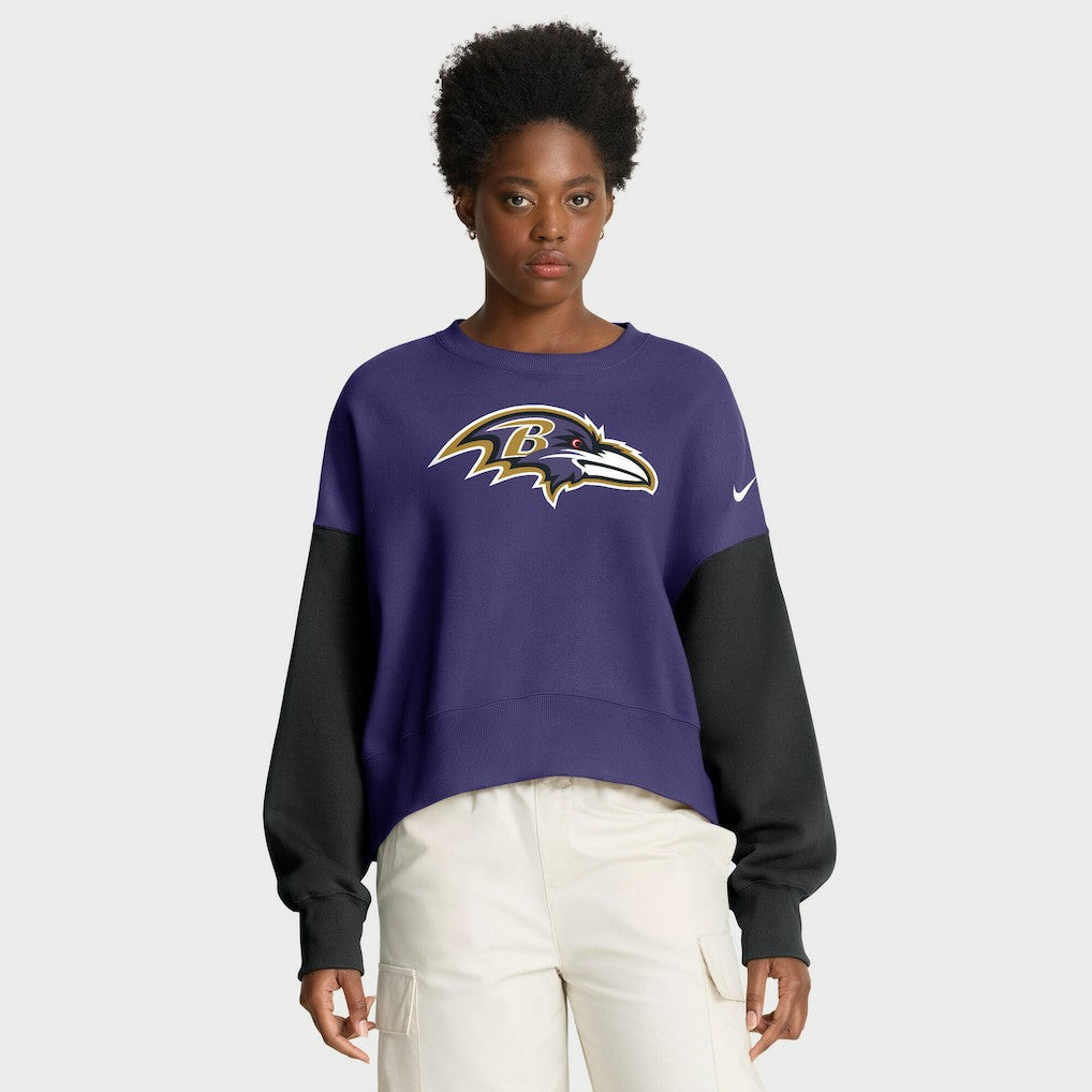 Baltimore Ravens Women's Oversized Color-Block Pullover Sweatshirt - Purple Pullover