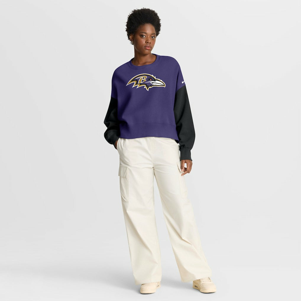 Baltimore Ravens Women's Oversized Color-Block Pullover Sweatshirt - Purple Pullover