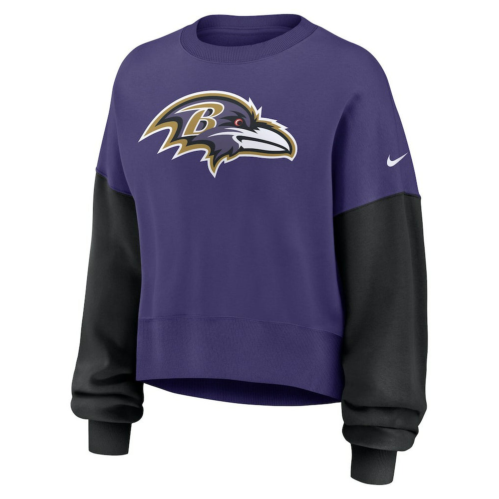 Baltimore Ravens Women's Oversized Color-Block Pullover Sweatshirt - Purple Pullover