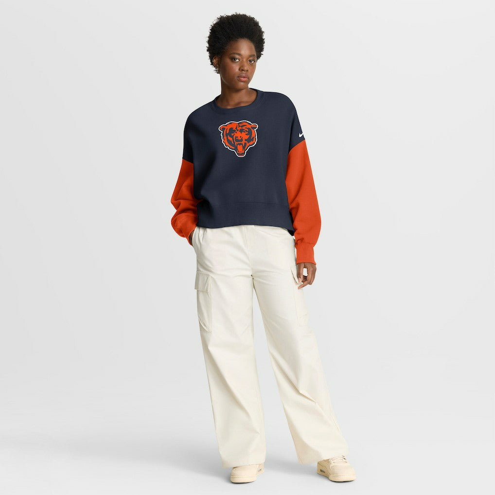 Chicago Bears Women's Oversized Color-Block Pullover Sweatshirt - Navy Pullover