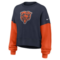 Chicago Bears Women's Oversized Color-Block Pullover Sweatshirt - Navy Pullover