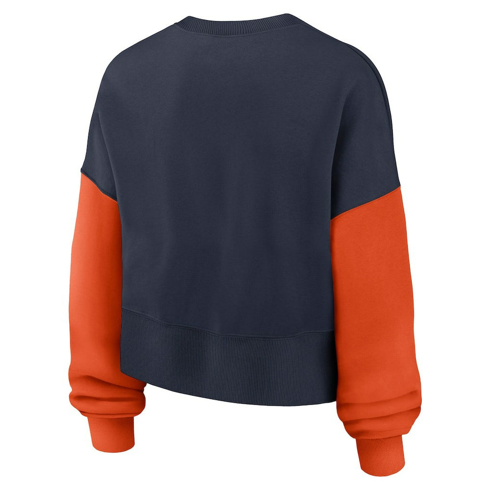 Chicago Bears Women's Oversized Color-Block Pullover Sweatshirt - Navy Pullover