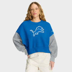 Detroit Lions Women's Oversized Color-Block Pullover Sweatshirt - Blue Pullover