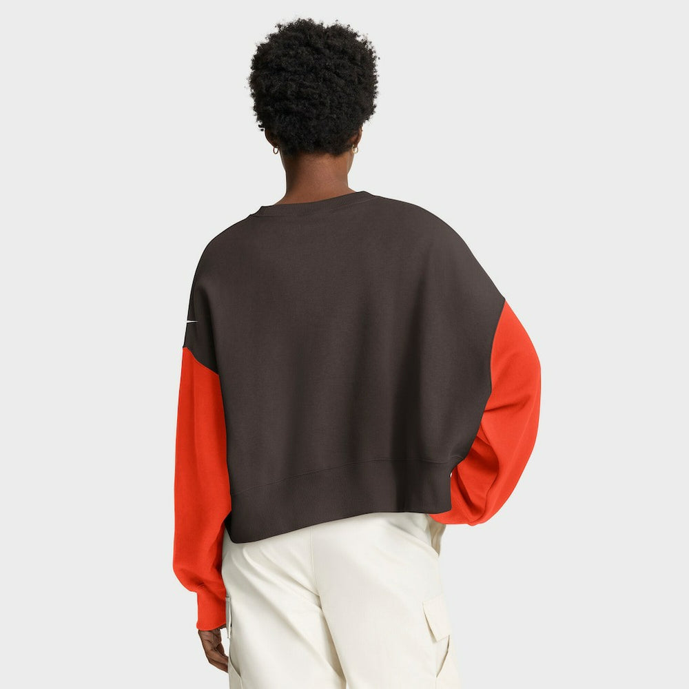 Cleveland Browns Women's Oversized Color-Block Pullover Sweatshirt - Brown Pullover