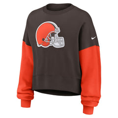 Cleveland Browns Women's Oversized Color-Block Pullover Sweatshirt - Brown Pullover