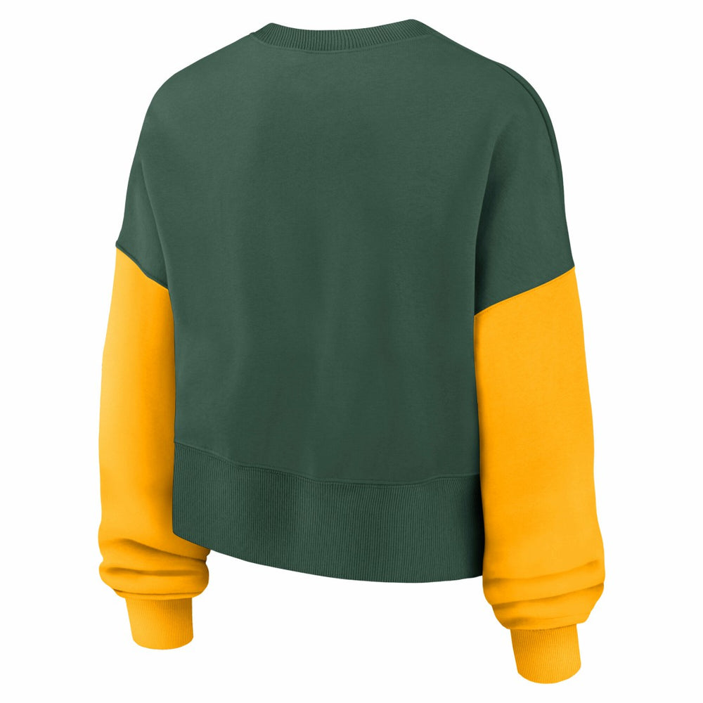 Green Bay Packers Women's Oversized Color-Block Pullover Sweatshirt - Green Pullover