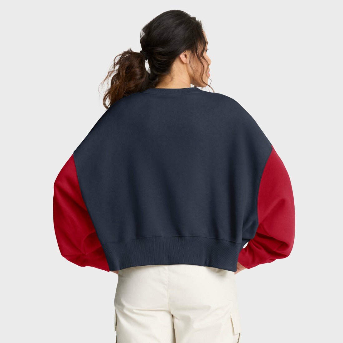 Houston Texans Women's Oversized Color-Block Pullover Sweatshirt - Navy Pullover