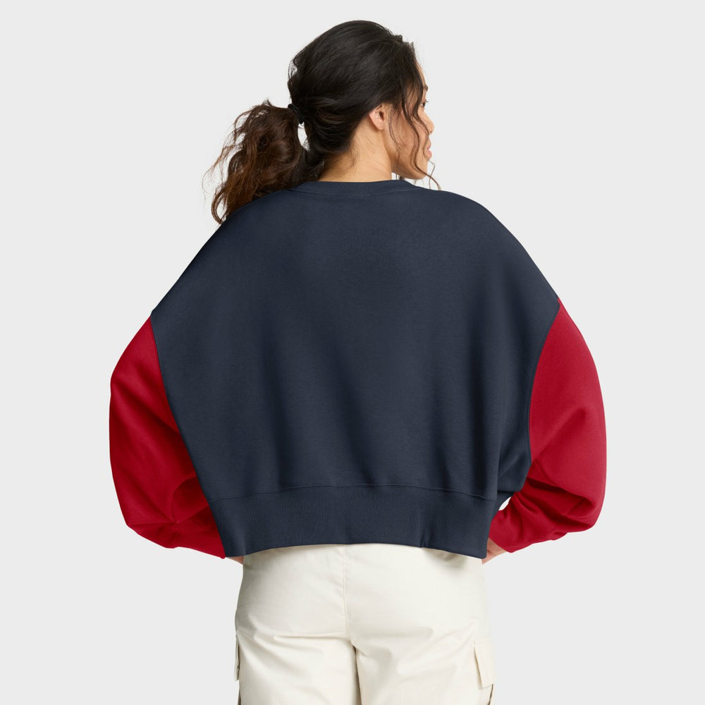 Houston Texans Women's Oversized Color-Block Pullover Sweatshirt - Navy Pullover