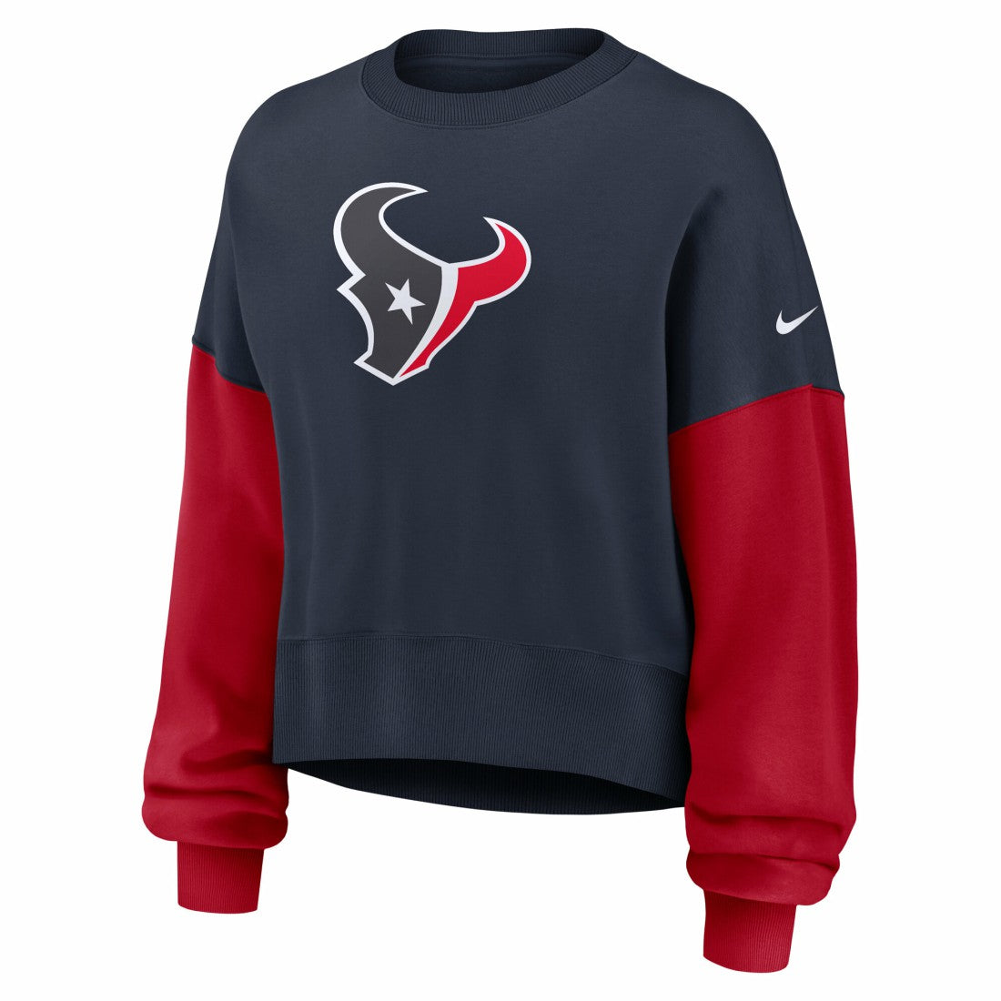 Houston Texans Women's Oversized Color-Block Pullover Sweatshirt - Navy Pullover