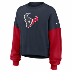 Houston Texans Women's Oversized Color-Block Pullover Sweatshirt - Navy Pullover