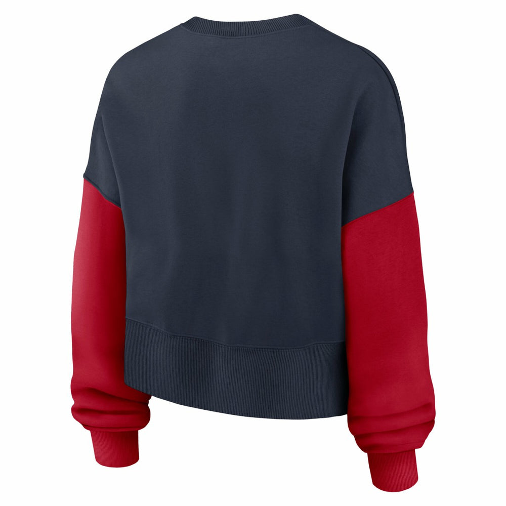 Houston Texans Women's Oversized Color-Block Pullover Sweatshirt - Navy Pullover