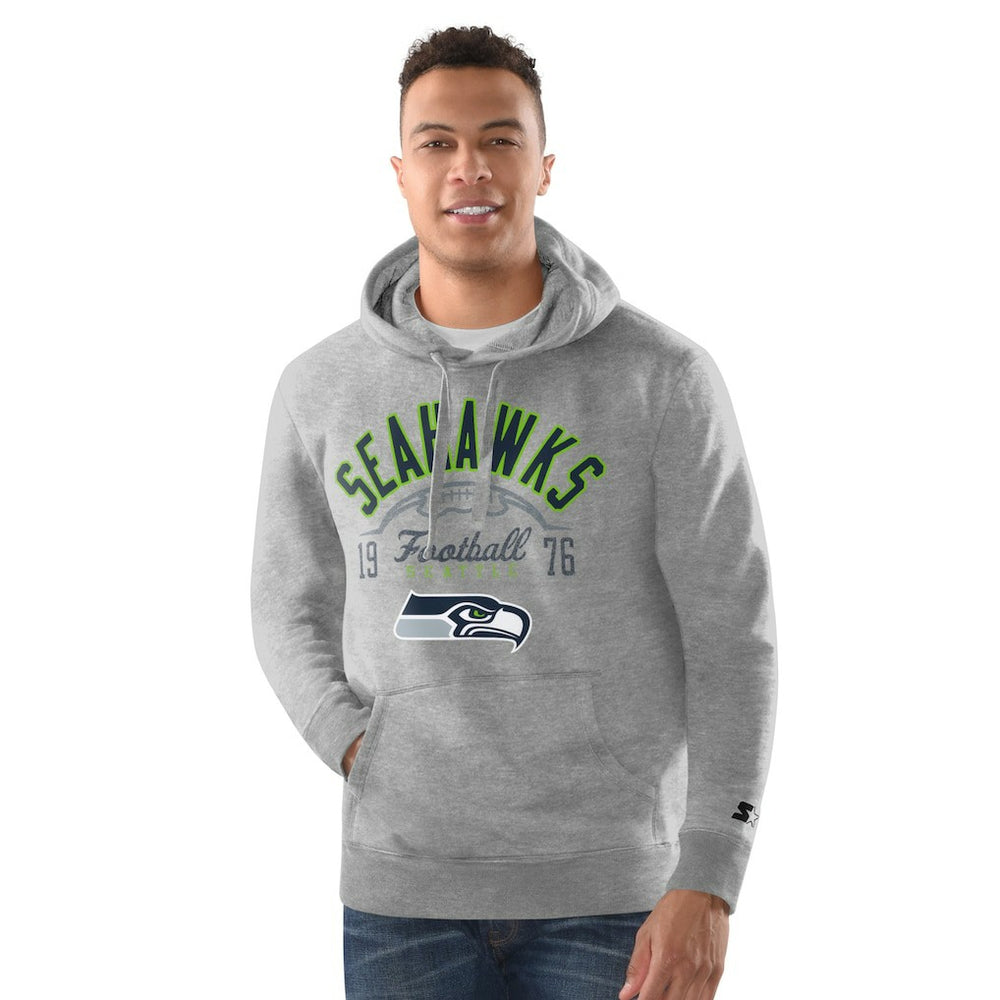 Seattle Seahawks Starter Pullover Hoodie - Heather Gray Hoodies