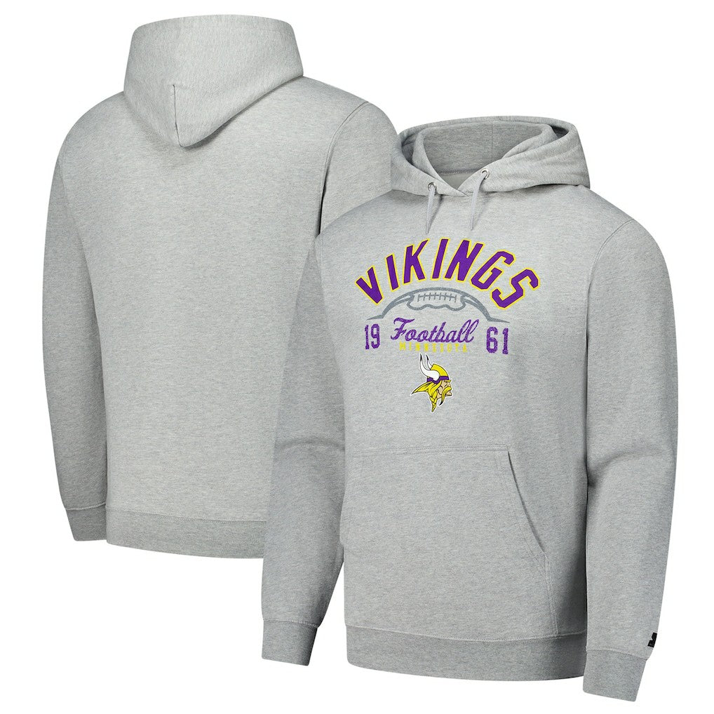 Minnesota Vikings Starter Pullover Hoodie - Heather Gray Hoodies