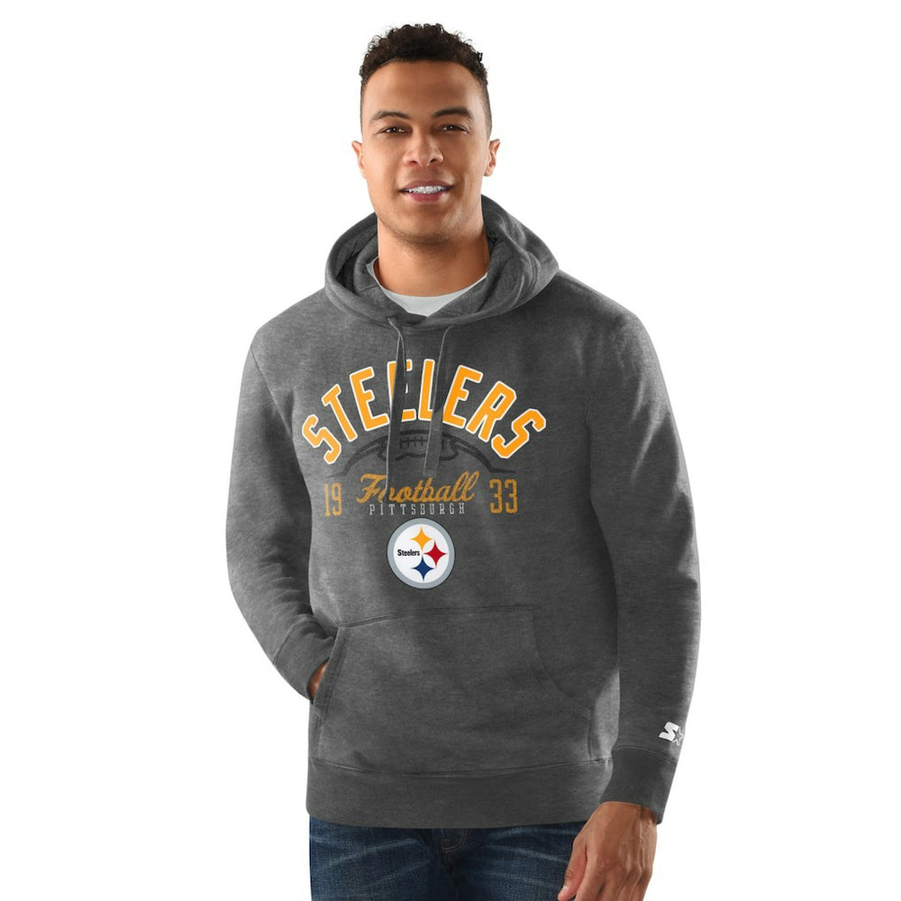 Pittsburgh Steelers Starter Pullover Hoodie - Heather Gray Hoodies
