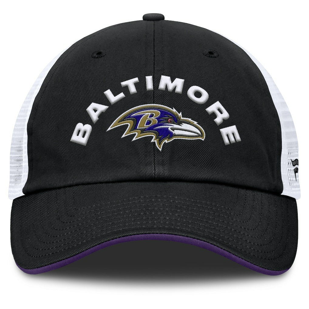 Baltimore Ravens Reverse Trucker Adjustable Hat - Black/White Hats