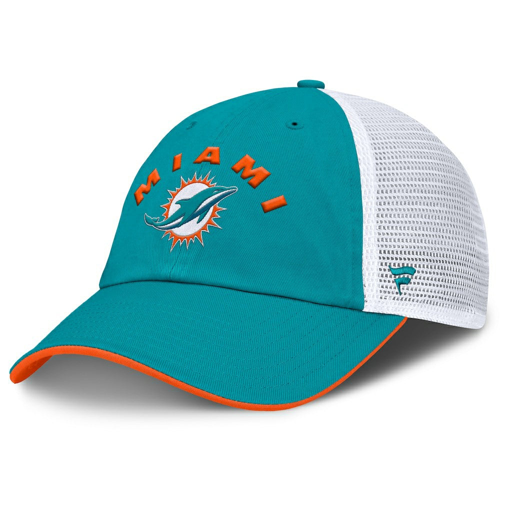 Miami Dolphins Reverse Trucker Adjustable Hat - Aqua/White Hats