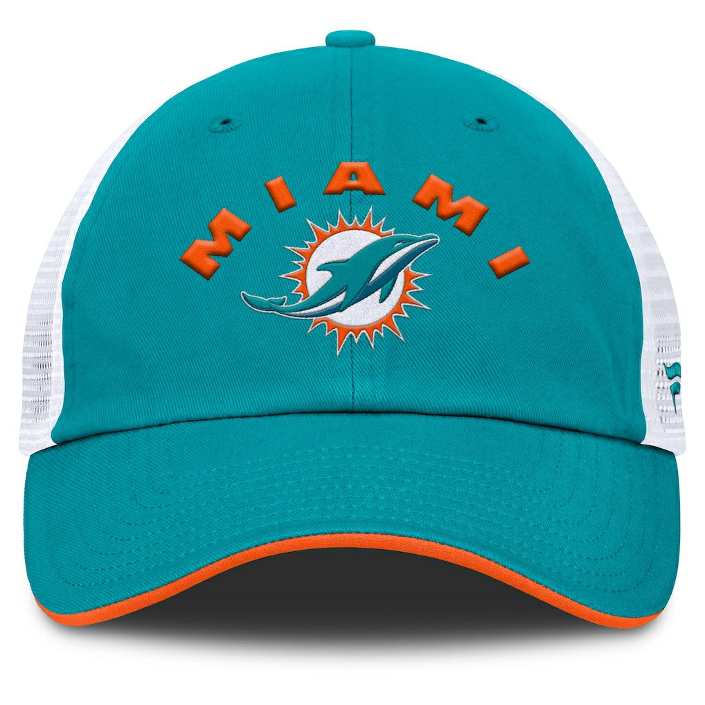 Miami Dolphins Reverse Trucker Adjustable Hat - Aqua/White Hats