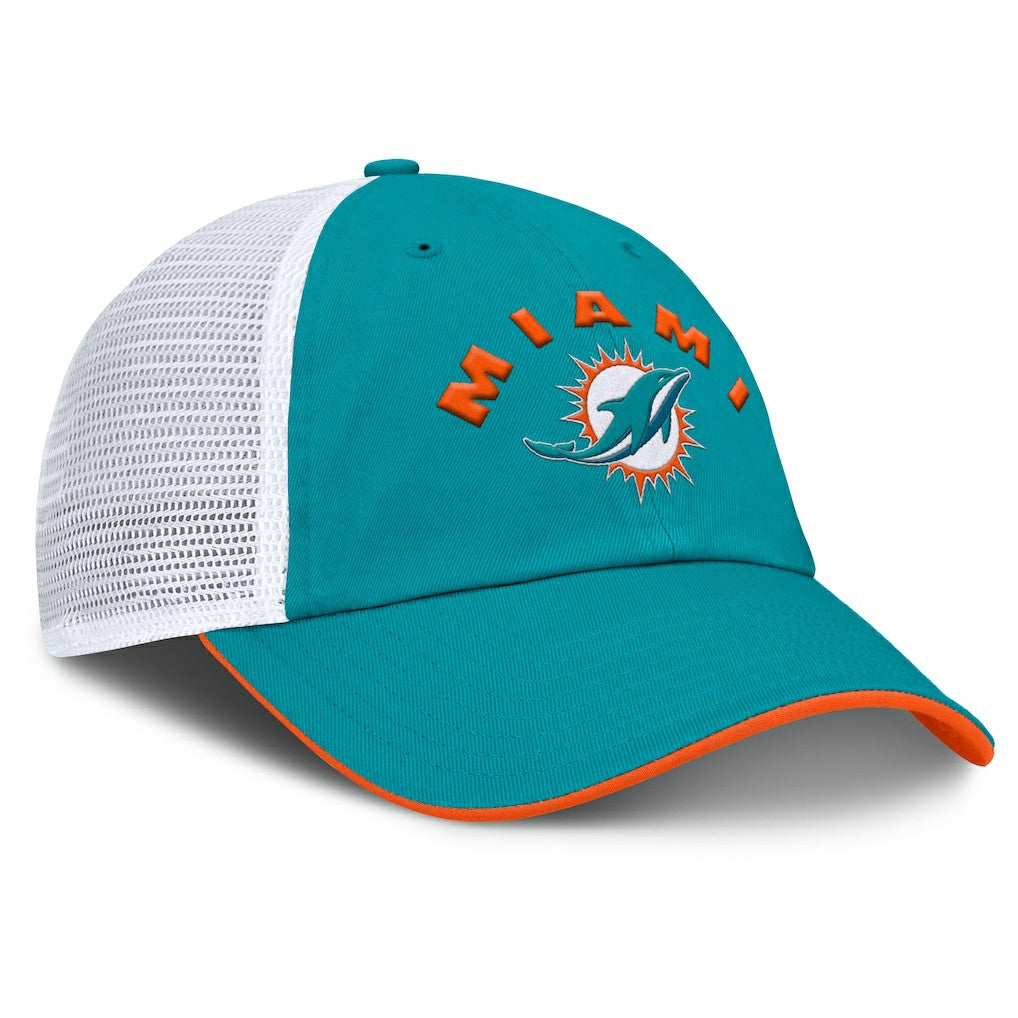 Miami Dolphins Reverse Trucker Adjustable Hat - Aqua/White Hats