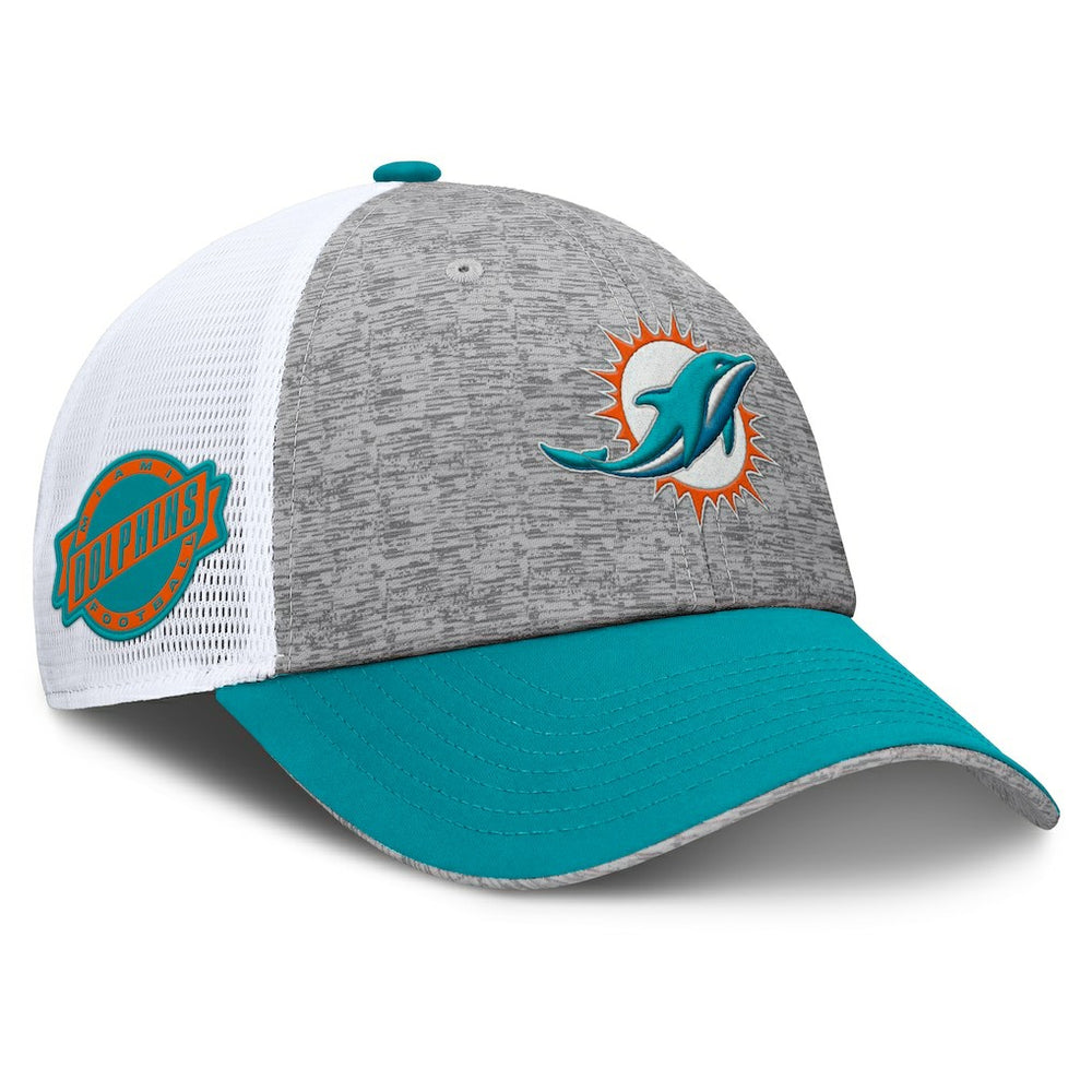 Miami Dolphins Option Trucker Adjustable Hat - Gray/Aqua Hats
