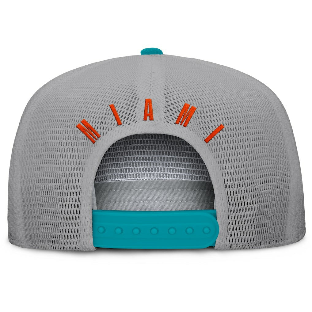 Miami Dolphins Edge Rush Trucker Adjustable Hat - Aqua/Gray Hats