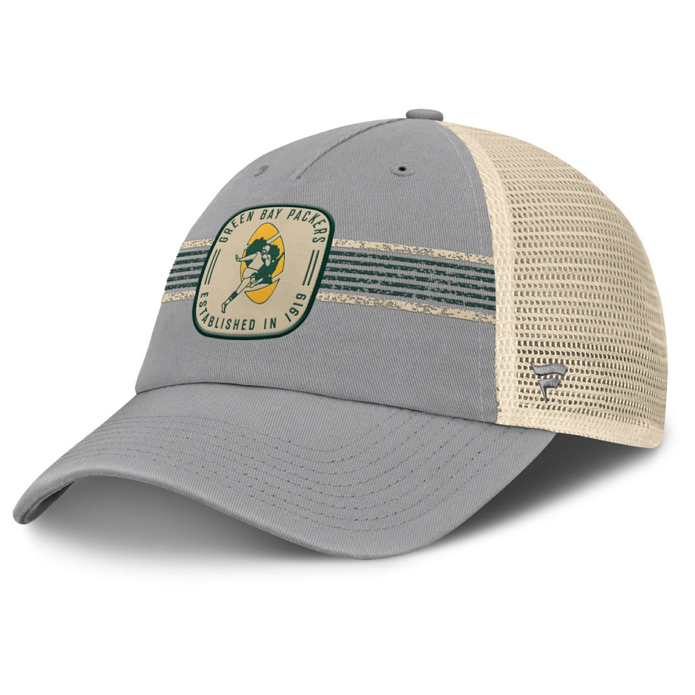 Green Bay Packers Heritage Bootleg Trucker Adjustable Hat - Gray Hats