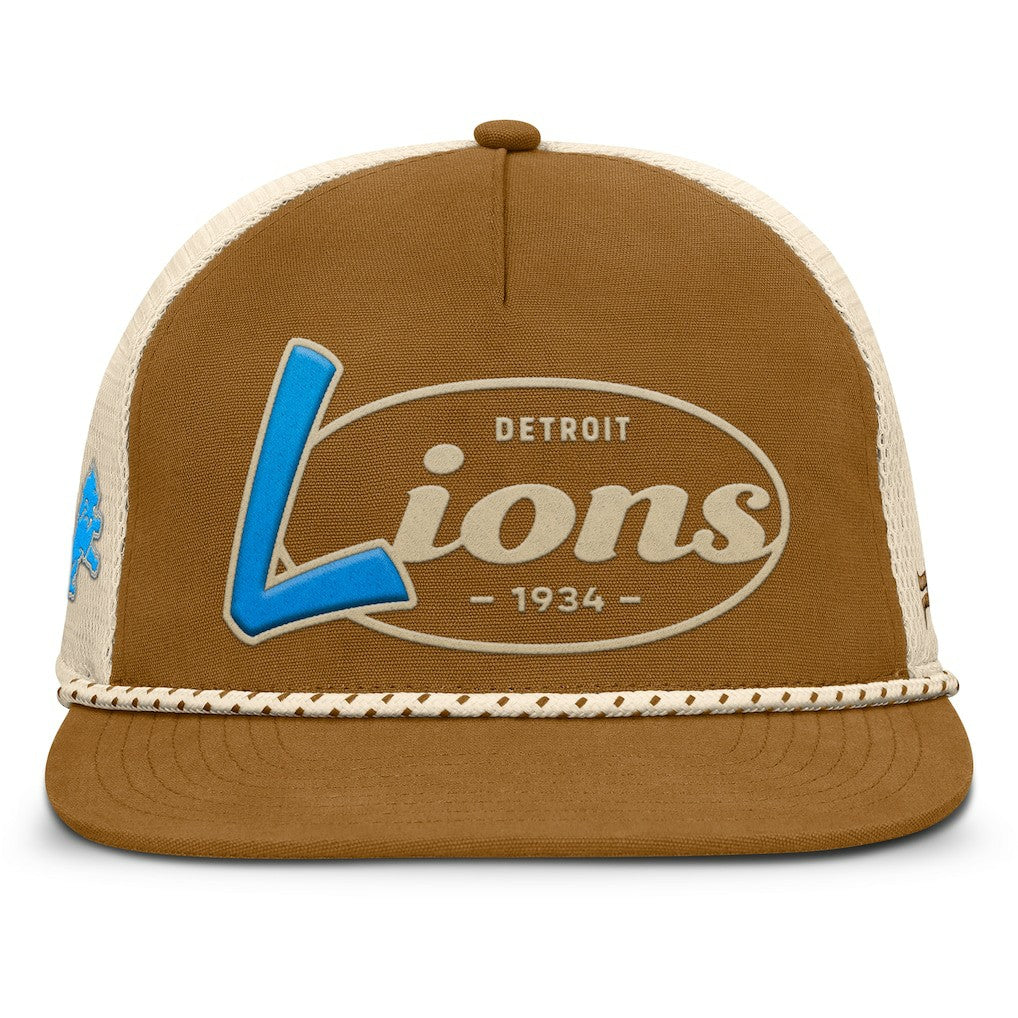 Detroit Lions Iso Rope Trucker Adjustable Hat - Brown Hats
