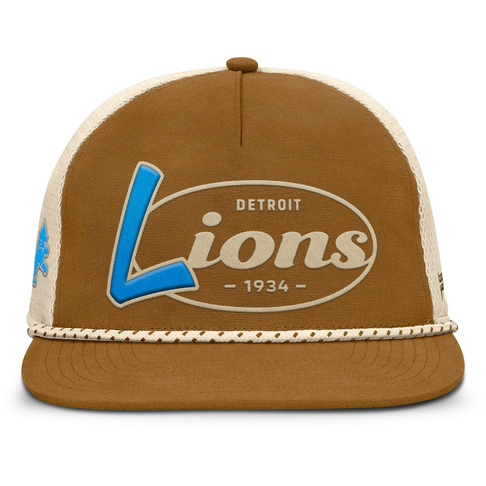Detroit Lions Iso Rope Trucker Adjustable Hat - Brown Hats