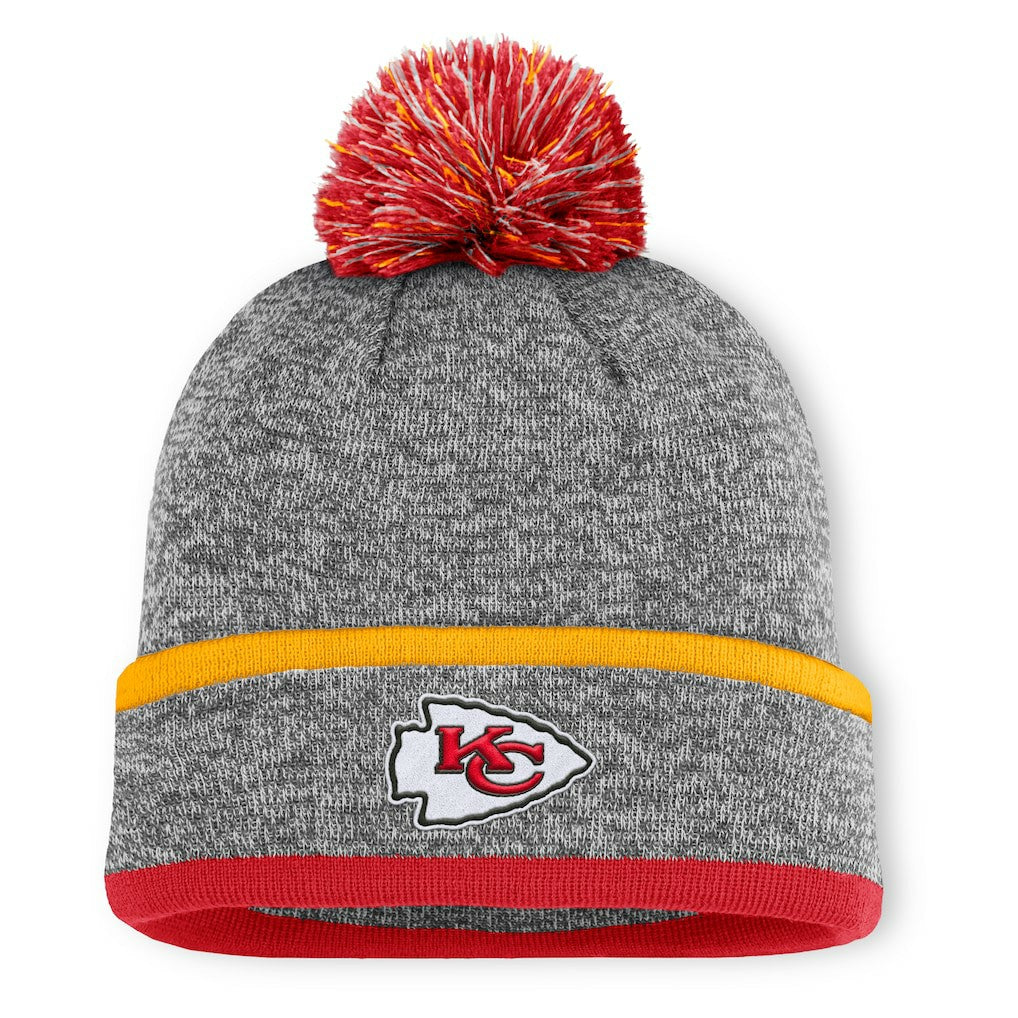 Kansas City Chiefs Motion Cuffed Knit Hat with Pom - Heather Gray Hats