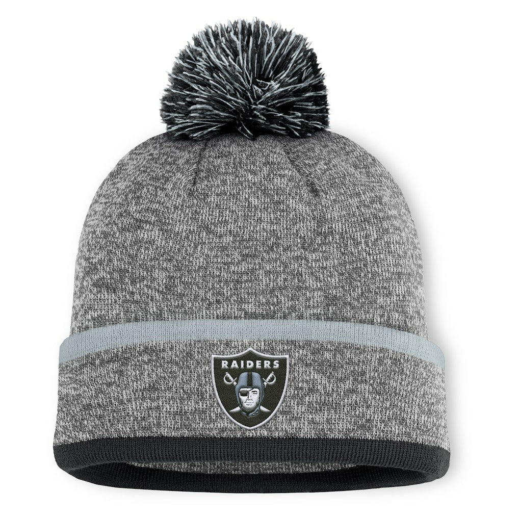 Las Vegas Raiders Motion Cuffed Knit Hat with Pom - Heather Gray Hats