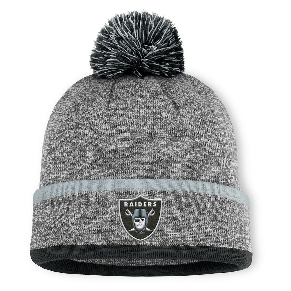 Las Vegas Raiders Motion Cuffed Knit Hat with Pom - Heather Gray Hats
