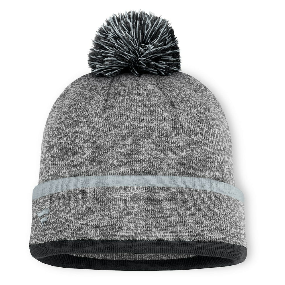 Las Vegas Raiders Motion Cuffed Knit Hat with Pom - Heather Gray Hats