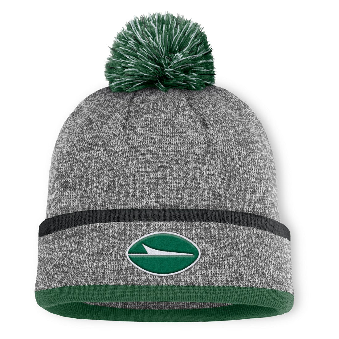 New York Jets Motion Cuffed Knit Hat with Pom - Heather Gray Hats