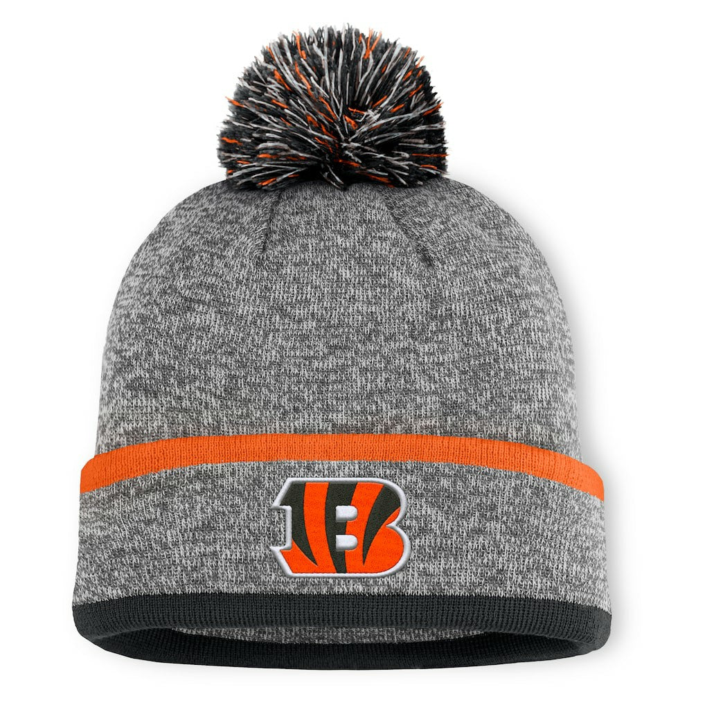 Cincinnati Bengals Motion Cuffed Knit Hat with Pom - Heather Gray Hats